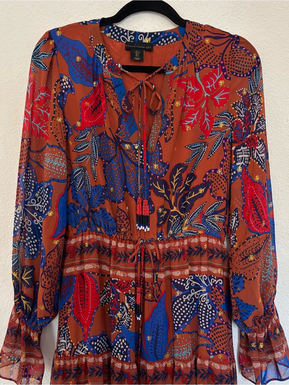 House of Harlow 1960 Floral Tiered Maxi Long Sleeve Dress - Picture 3 of 9